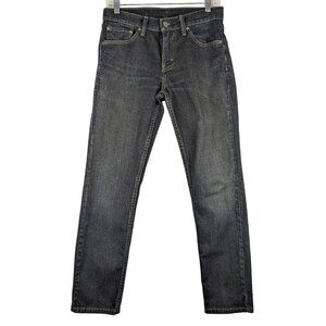 Levis 511 Slim Fit Dark Blue Rinse Denim Mens 29x30 Straight Leg  Jeans Distress